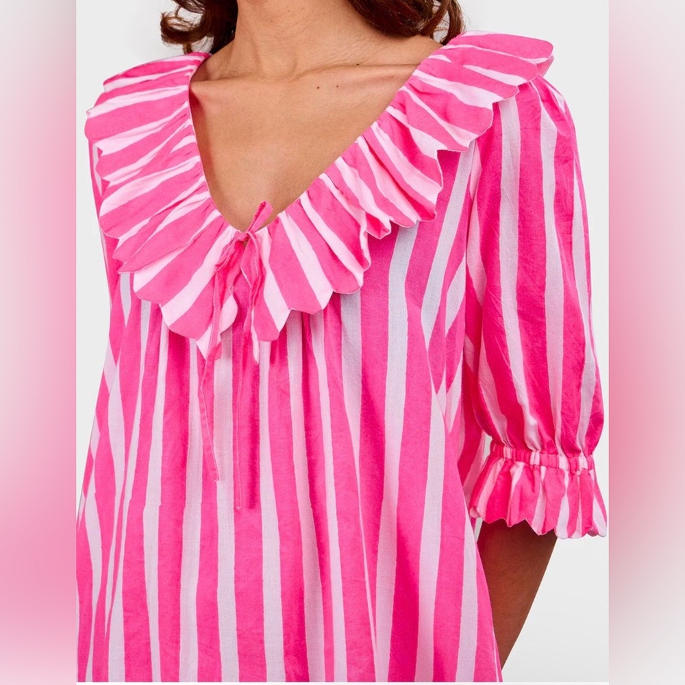 PINK CITY PRINTS Ava Dress in Neon Stripe size S - Picture 3 of 9